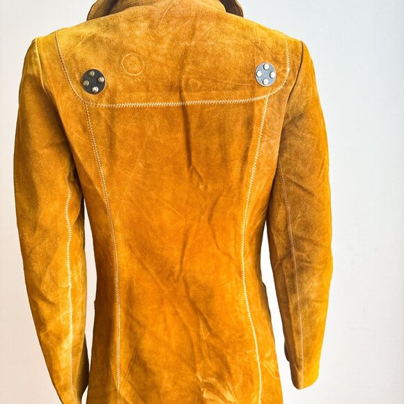 Vintage Cardinale 70s Brown Suede Unique Hardware A line Jacket XS - Picture 8 of 8